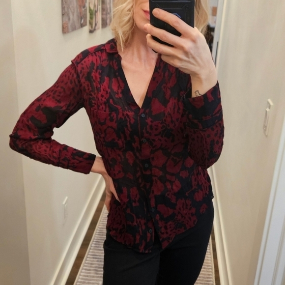 ba&sh Beryl Top Marine Button Down Blouse - Size 1 (US Size 6) - Picture 8 of 16